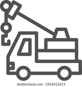 Single line drawing icon of a simple vehicle Crane truck