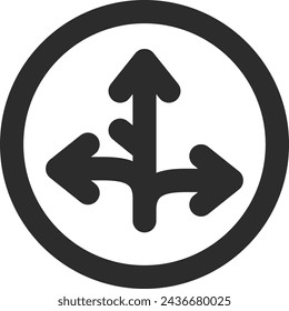 Ilustración de dibujo de una sola línea de un mini signo: Se prohíbe avanzar en cualquier dirección que no sea la dirección designada