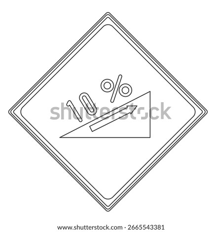 Single line drawing illustration of a sign with a steep incline