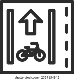 Single line drawing illustration of a simple sign - Ordinary bicycle lane