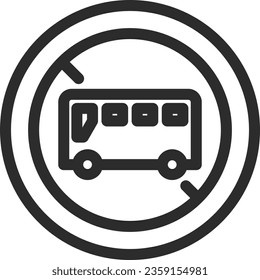 Ilustración de un plano de línea simple: cierre de carretera para vehículos de pasajeros grandes, etc.