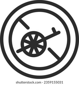 Single line drawing illustration of a simple sign - Light vehicles other than bicycles are closed to traffic