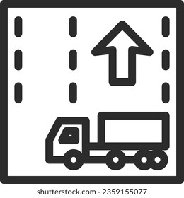 Single line drawing illustration of a simple sign - Highway traffic classification for towing vehicles on national highways