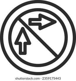 Single line drawing illustration of a simple sign - Right turn method for general motorized bicycles (small turn)