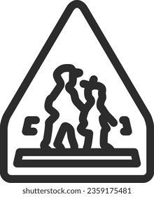 Single line drawing illustration of a simple sign - Crosswalk
