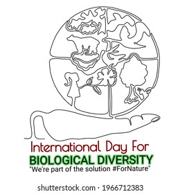Single line drawing of illustration vector about biological diversity, suitable as template of International Day For Biological Diversity with theme "We're part of the solution  For Nature"