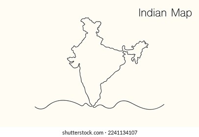 single line drawing india map vector