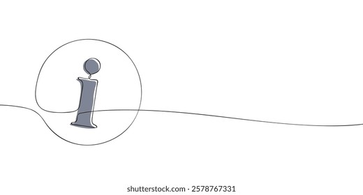 A single line drawing of an info. Continuous line symbol of information icon in color. One line icon. Vector illustration.