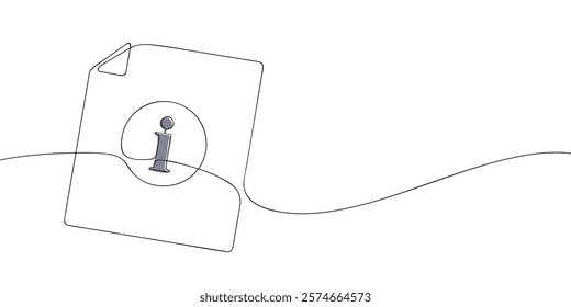 A single line drawing of a information file. Continuous line data symbol file icon in color. One line icon data file. Vector illustration.