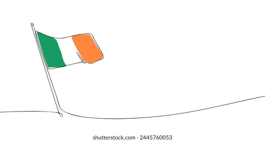 A single line drawing of a Irish flag. Continuous line Ireland icon. One line icon. Vector illustration