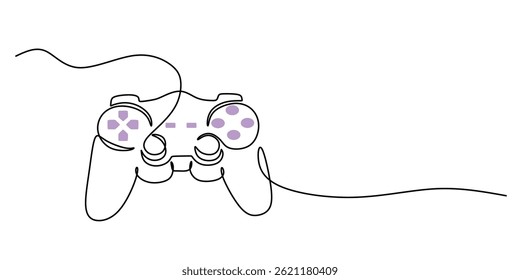 Single Line Drawing Joystick. Gaming Controller Minimalist Vector Art.