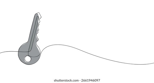 Dibujo de una sola línea de una tecla. Icono de línea continua coloreada. Ilustración vectorial.