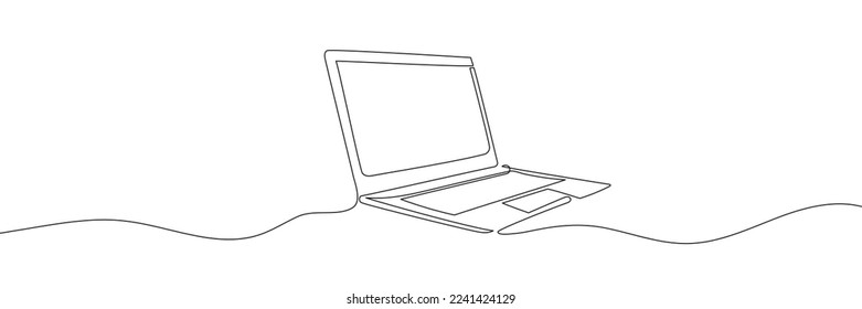 Single line drawing laptop