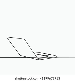 Single line drawing of a laptop vector illustration.