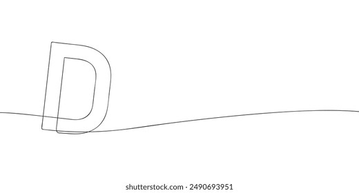 A single line drawing of a letter d. Continuous line alphabet symbol icon. One line icon. Vector illustration.