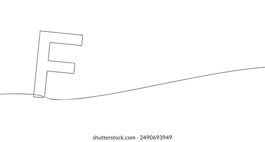 A single line drawing of a letter f. Continuous line alphabet symbol icon. One line icon. Vector illustration.