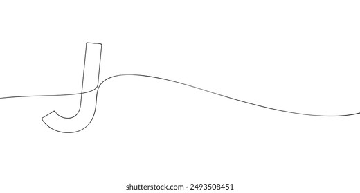 A single line drawing of a letter j. Continuous line alphabet symbol icon. One line icon. Vector illustration.