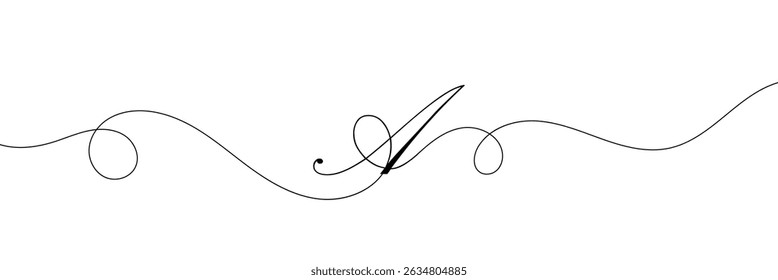 A Single line drawing of a letter j. Continuous line alphabet symbol icon. One line icon. Vector illustration.  EPS 10 . 