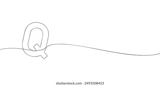 A single line drawing of a letter q. Continuous line alphabet symbol icon. One line icon. Vector illustration.