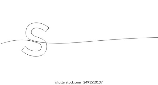 A single line drawing of a letter s. Continuous line alphabet symbol icon. One line icon. Vector illustration.