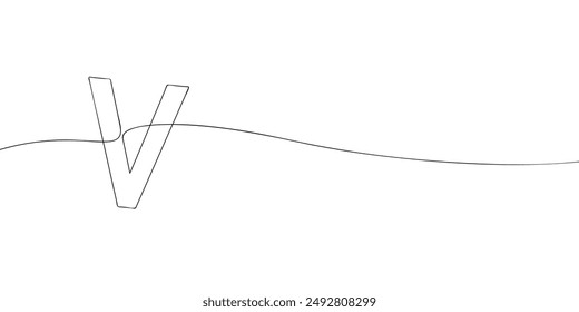 A single line drawing of a letter v. Continuous line alphabet symbol icon. One line icon. Vector illustration.