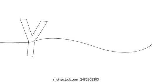 A single line drawing of a letter y. Continuous line alphabet symbol icon. One line icon. Vector illustration.