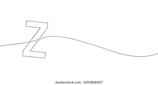 A single line drawing of a letter z. Continuous line alphabet symbol icon. One line icon. Vector illustration.