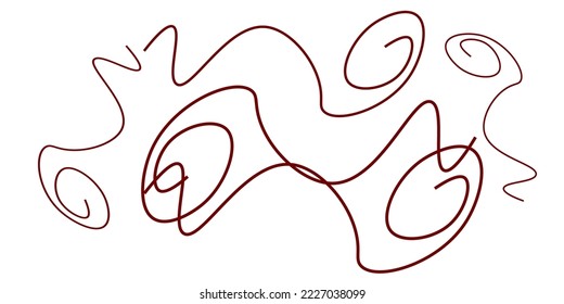 Сontinuous single line drawing of light bulb with tangled cord, line art.Set of lines. Curved, wavy and curled lines.