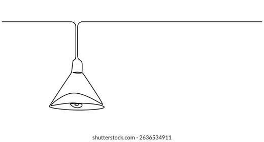 Single line drawing of a light bulb, Continuous line lamps and bulbs. One line drawing of light lampshades. Single line drawing of light bulb vector illustration. Minimalist design background.