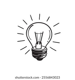 Single line drawing of a light bulb,Light bulb with the word IDEA