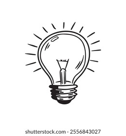 Single line drawing of a light bulb,Light bulb with the word IDEA