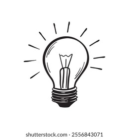 Single line drawing of a light bulb,Light bulb with the word IDEA