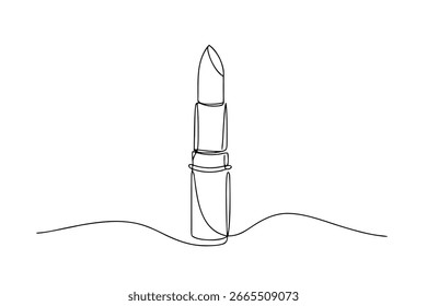 Linha única desenhando um batom com uma linha ondulada abaixo da beleza da maquiagem