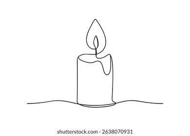 Single line drawing of a lit candle, simple minimalist design