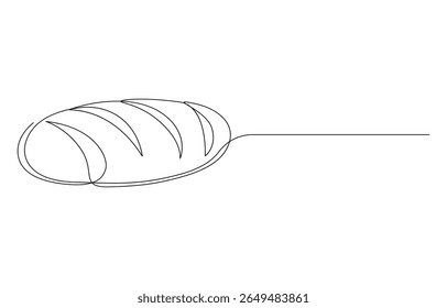 Desenho de Linha Única de um Pão de Pão, Ilustração de Arte de Linha de um Pão e Fatias,
