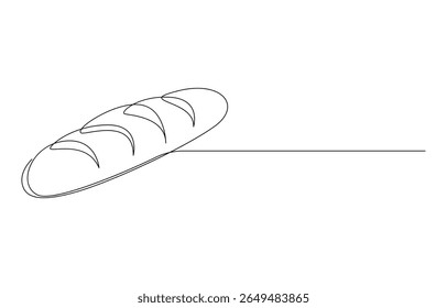 Desenho de Linha Única de um Pão de Pão, Ilustração de Arte de Linha de um Pão e Fatias,
