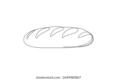 Desenho de Linha Única de um Pão de Pão, Ilustração de Arte de Linha de um Pão e Fatias,
