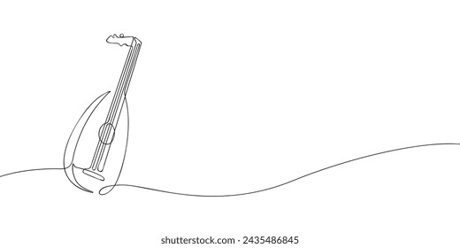 A single line drawing of a lute. Continuous line lute icon. One line icon. Vector illustration