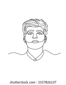 Dibujo de una sola línea de hombre retrato destilador hombre elegante