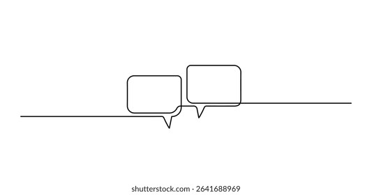 Single Line Drawing of Message Bubble. Linear Vector Illustration