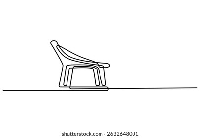 Single Line Drawing of a Mid-Century Modern Chair with Editable Stroke and Copy Space