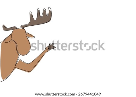 Single line drawing of a moose waving its leg behind a wall, reflecting northern wildlife in a nature concept, designed with the theme of World Wildlife Conservation Day awareness.