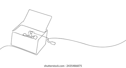 A single line drawing of a music box. Continuous line music box icon. One line icon. Vector illustration