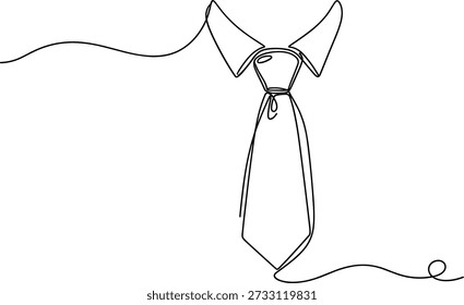 Single Line Drawing of a Necktie and Collar Vector Art illustration icon silhouette. Necktie and shirt minimal one line continuous outline business illustration
