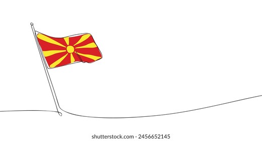 A single line drawing of a North Macedonia flag. Continuous line Republic of North Macedonia icon. One line icon. Vector illustration