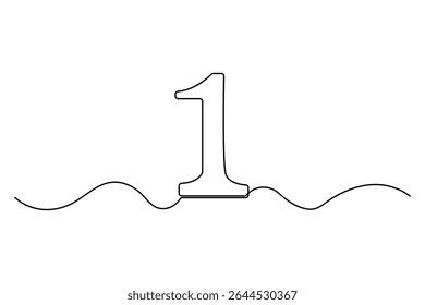 Single line drawing of number 1 in a minimalist editable vector style
