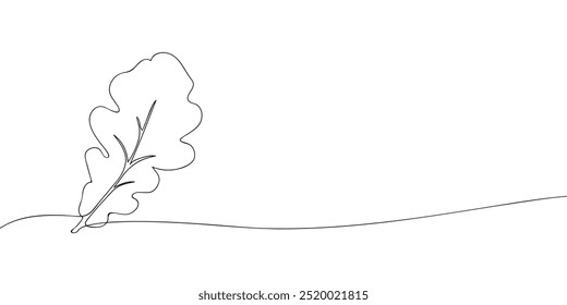 A single line drawing of an oak leaf. Continuous line thanksgiving oak tree leaf icon. One line icon. Vector illustration.