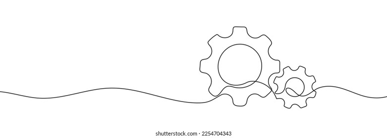 Single line drawing with one gear. One continuous line illustration of gear wheel. - Shutterstock ID 2254704343