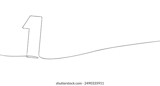 A single line drawing of a one symbol. Continuous line first number icon. One line icon. Vector illustration.