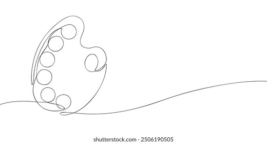 A single line drawing of a palette. Continuous line coloring palette icon. One line icon. Vector illustration.